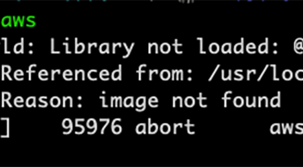 dyld: Library not loaded – AWS CLI